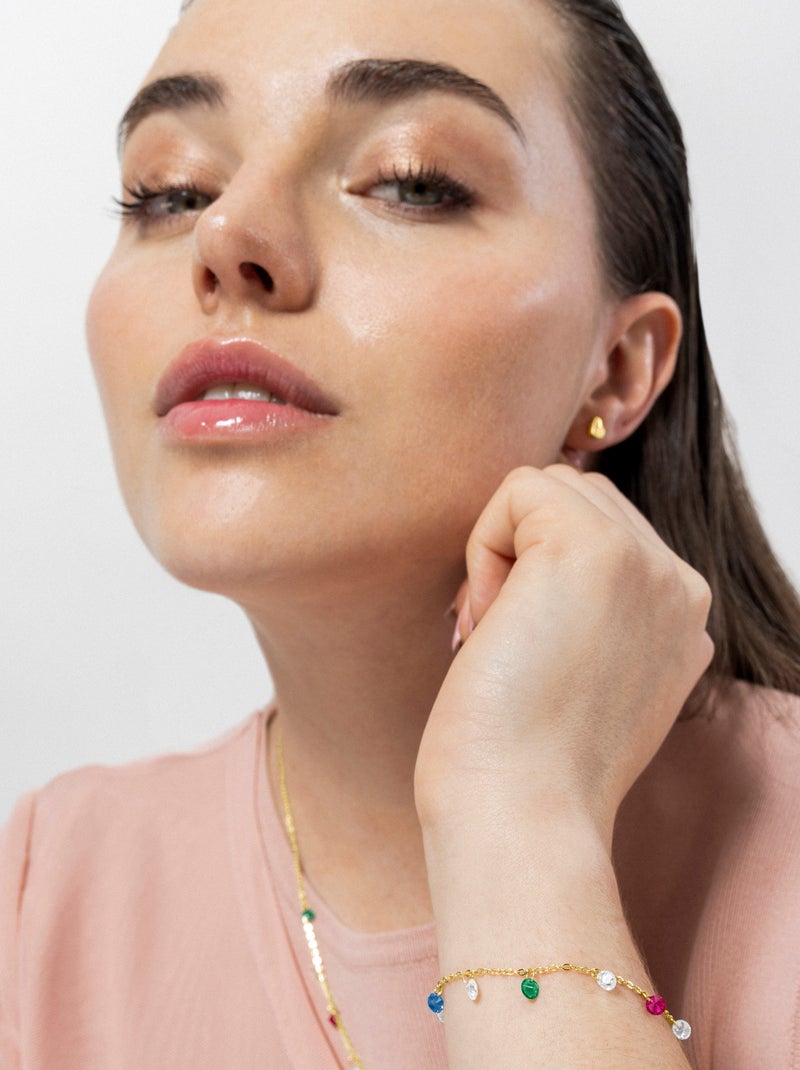 Bracelet Luxenter en argent 925 et zircons multicolores finis et plaqué or 18k - Sumju Multicolore - Kiabi