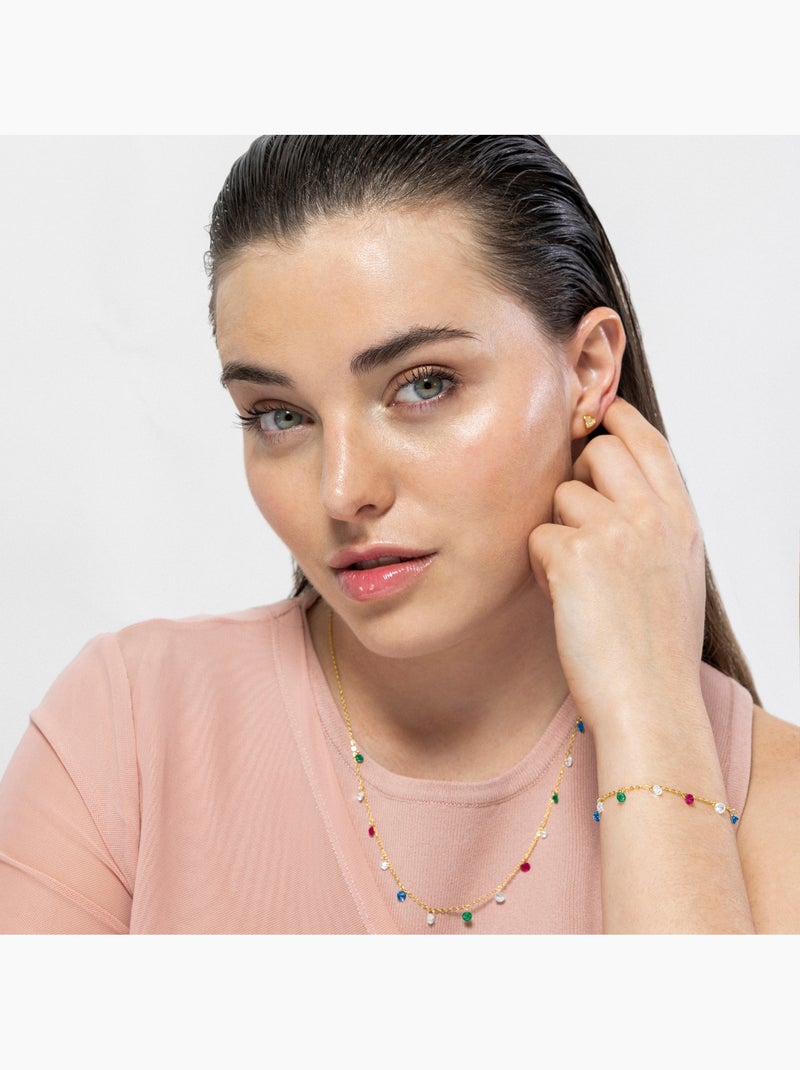 Bracelet Luxenter en argent 925 et zircons multicolores finis et plaqué or 18k - Sumju Multicolore - Kiabi