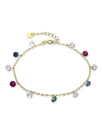 Bracelet Luxenter en argent 925 et zircons multicolores finis plaqué or jaune 18k - Sumju