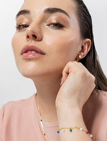 Bracelet Luxenter en argent 925 et zircons multicolores finis plaqué or jaune 18k - Sumju