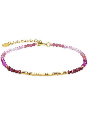 Bracelet Luxenter en argent massif 925 et cristal rose, finition or jaune 18 carats - Vados