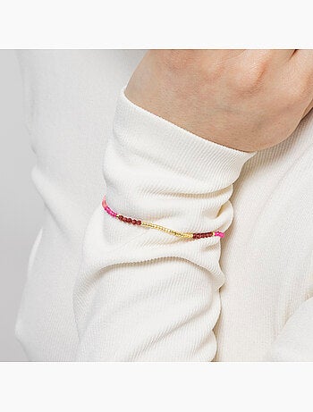 Bracelet Luxenter en argent massif 925 et cristal rose, finition or jaune 18 carats - Vados