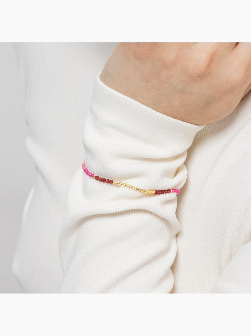 Bracelet Luxenter en argent massif 925 et cristal rose, finition or jaune 18 carats - Vados Rose - Kiabi
