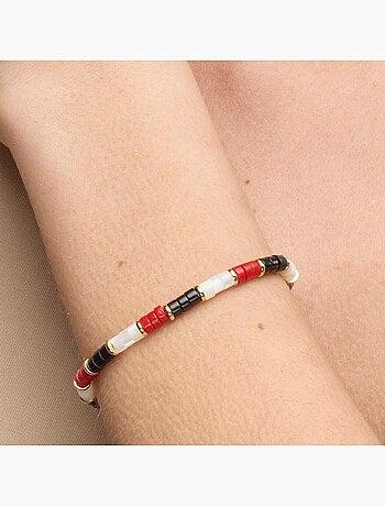 Bracelet Luxenter en argent sterling 925 et corail, finition or jaune 18 carats - Siraba