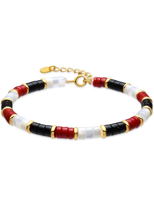 Bracelet Luxenter en argent sterling 925 et corail, finition or jaune 18 carats - Siraba - Kiabi