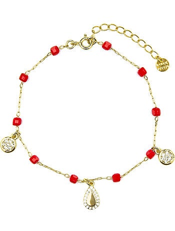 Bracelet Luxenter en argent sterling 925 et cristal rouge, finition or jaune 18 carats - Kirrio