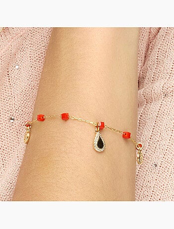 Bracelet Luxenter en argent sterling 925 et cristal rouge, finition or jaune 18 carats - Kirrio