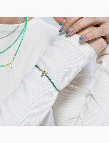 Bracelet Luxenter en argent sterling 925 et cristal vert, finition or jaune 18 carats - Estrella