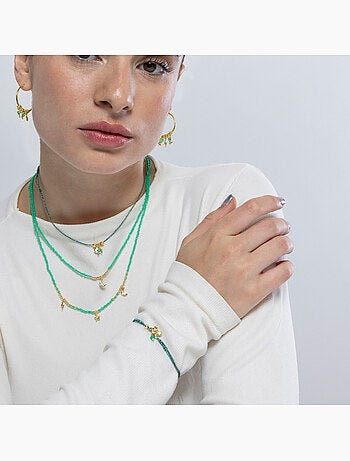 Bracelet Luxenter en argent sterling 925 et cristal vert, finition or jaune 18 carats - Estrella