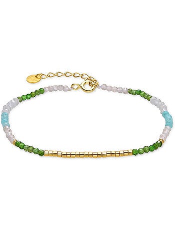 Bracelet Luxenter en argent sterling 925 et cristal vert, finition or jaune 18 carats - Vados