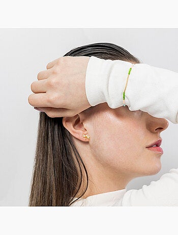 Bracelet Luxenter en argent sterling 925 et cristal vert, finition or jaune 18 carats - Vados