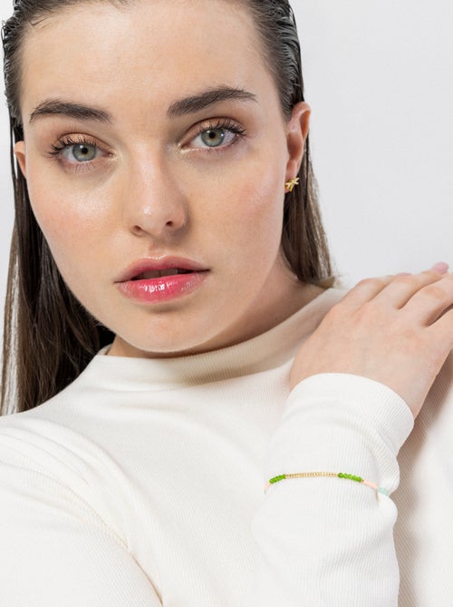 Bracelet Luxenter en argent sterling 925 et cristal vert, finition or jaune 18 carats - Vados - Kiabi Bracelet Luxenter en argent sterling 925 et cristal vert, finition or jaune 18 carats - Vados - Kiabi