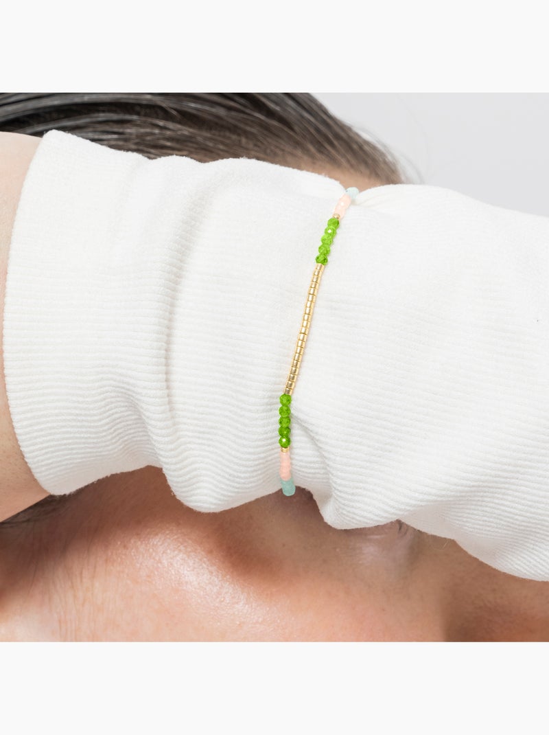 Bracelet Luxenter en argent sterling 925 et cristal vert, finition or jaune 18 carats - Vados Vert - Kiabi