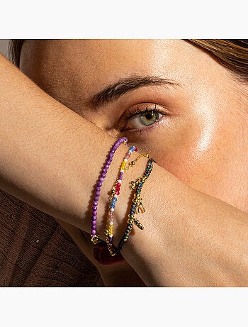 Bracelet Luxenter en argent sterling 925 et cristal violet, finition or 18 carats - Riccus