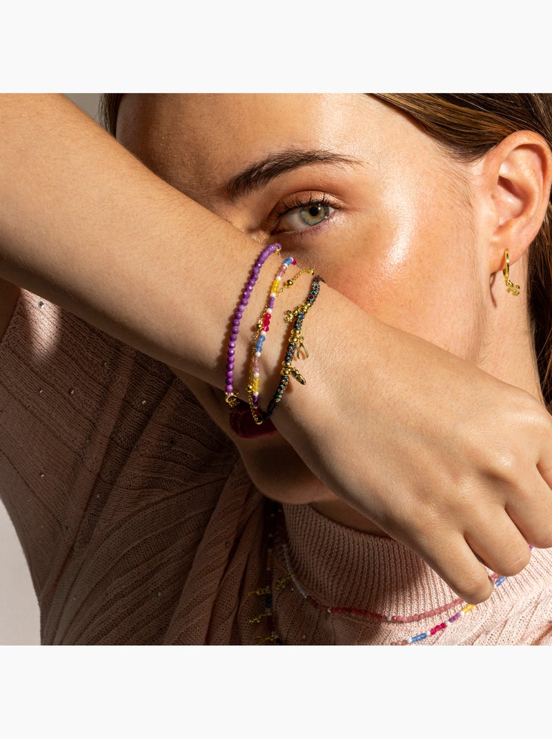 Bracelet Luxenter en argent sterling 925 et cristal violet, finition or 18 carats - Riccus Violet - Kiabi