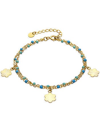 Bracelet Luxenter en argent sterling 925 et laqué bleu, finition or jaune 18 carats - Lilith