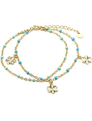 Bracelet Luxenter en argent sterling 925 et laqué bleu, finition or jaune 18 carats - Lilith