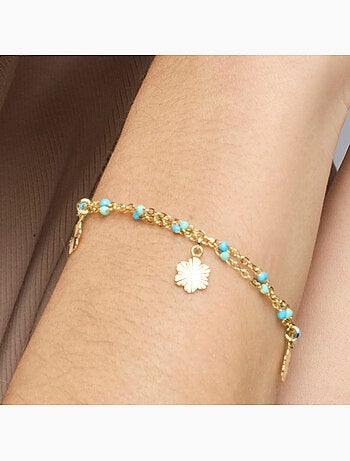 Bracelet Luxenter en argent sterling 925 et laqué bleu, finition or jaune 18 carats - Lilith