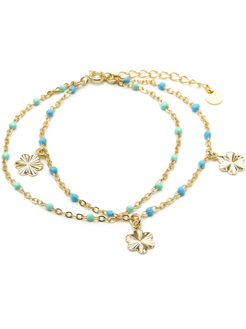 Bracelet Luxenter en argent sterling 925 et laqué bleu, finition or jaune 18 carats - Lilith Bleu - Kiabi