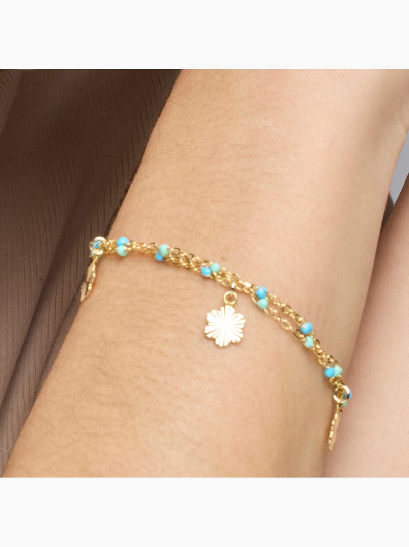 Bracelet Luxenter en argent sterling 925 et laqué bleu, finition or jaune 18 carats - Lilith Bleu - Kiabi