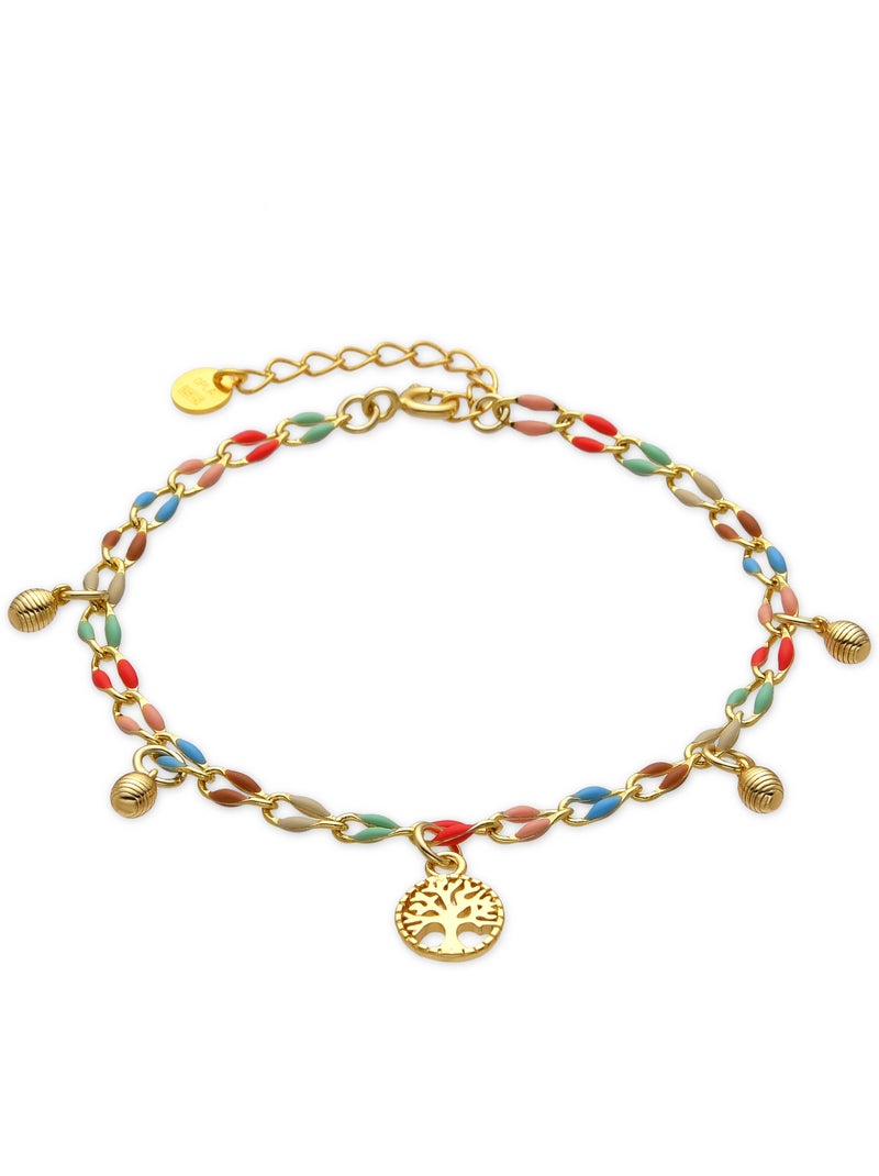 Bracelet Luxenter en argent sterling 925 et laqué multicolore avec finition en or jaune 18 k - Ximue Multicolore - Kiabi