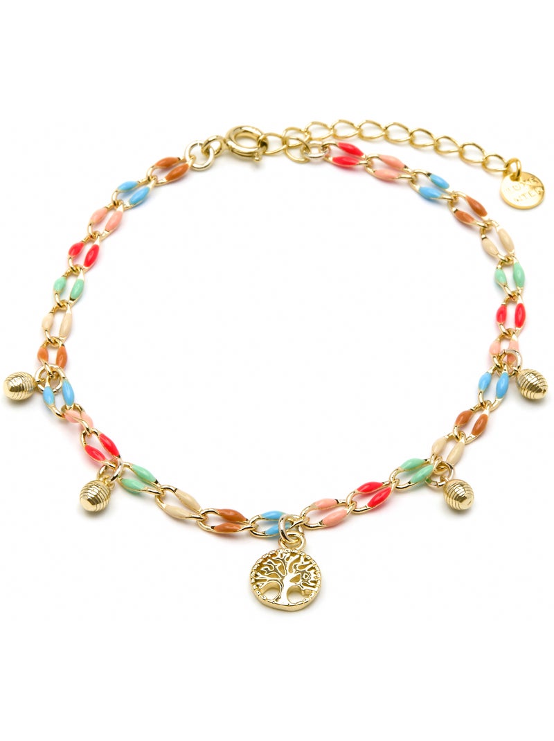 Bracelet Luxenter en argent sterling 925 et laqué multicolore avec finition en or jaune 18 k - Ximue Multicolore - Kiabi