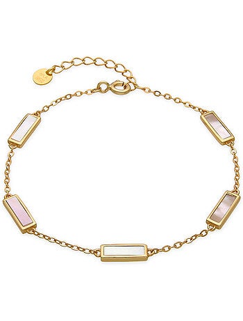 Bracelet Luxenter en argent sterling 925 et nacre blanche, finition or 18 carats - Limy