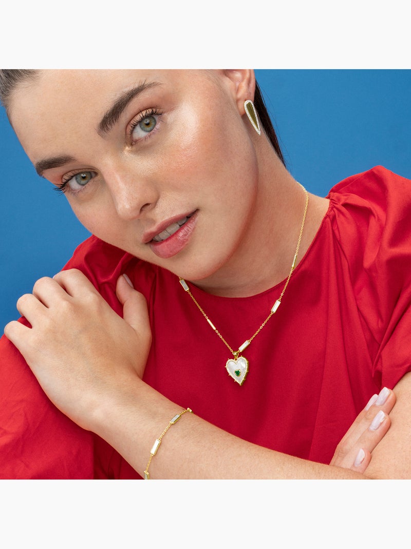 Bracelet Luxenter en argent sterling 925 et nacre blanche, finition or 18 carats - Limy Argent - Kiabi