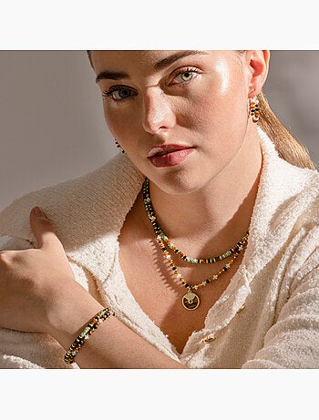 Bracelet Luxenter en argent sterling 925 et œil-de-tigre, finition or 18 carats - Ryhu