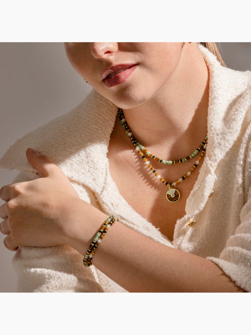 Bracelet Luxenter en argent sterling 925 et œil-de-tigre, finition or 18 carats - Ryhu - Kiabi