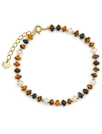 Bracelet Luxenter en argent sterling 925 et œil-de-tigre, finition or 18 carats - Yalah