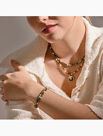 Bracelet Luxenter en argent sterling 925 et œil-de-tigre, finition or 18 carats - Yalah