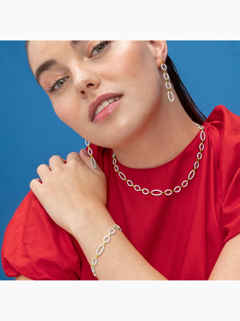 Bracelet Luxenter en argent sterling 925 et zircone brillante, finition or 18 carats - Phinthe Argent - Kiabi