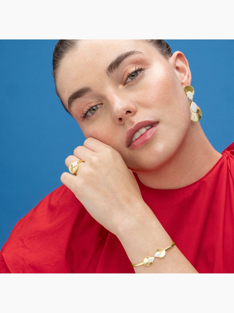 Bracelet Luxenter en argent sterling 925 et zircone brillante finition or 18k - Drakfar Blanc - Kiabi