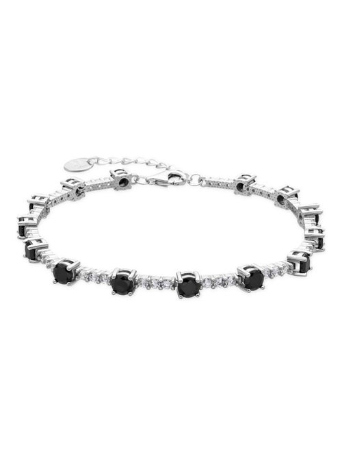 Bracelet Luxenter en argent sterling 925 et zircone onyx finition rhodium - Kirith - Kiabi
