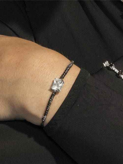Bracelet Luxenter en argent sterling 925 et zircone onyx finition rhodium - Kirith - Kiabi