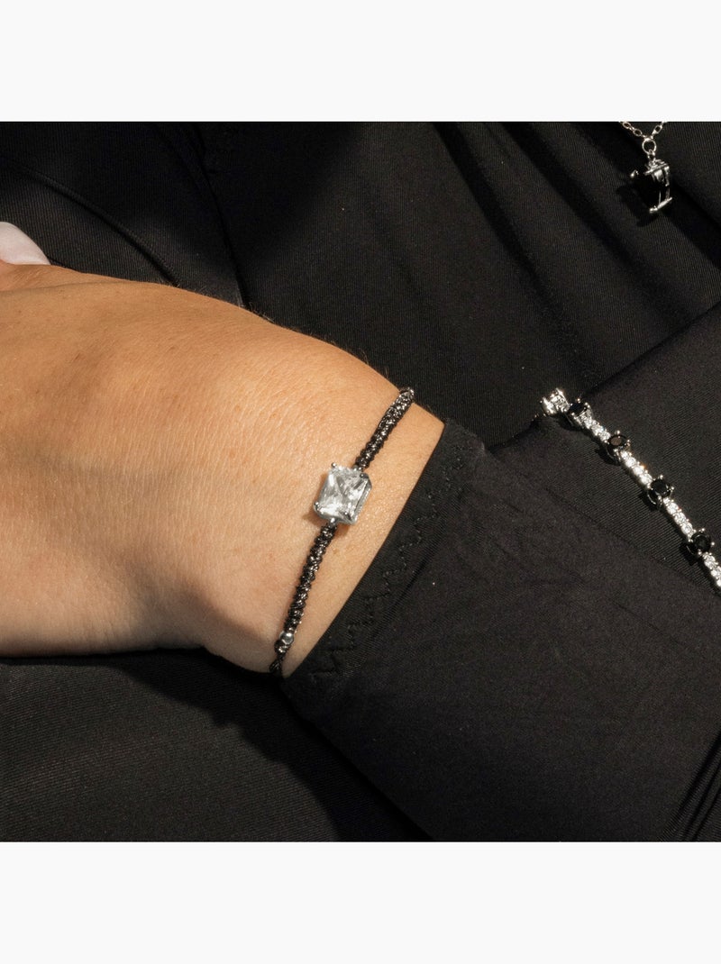 Bracelet Luxenter en argent sterling 925 et zircone onyx finition rhodium - Kirith Noir Noir - Kiabi