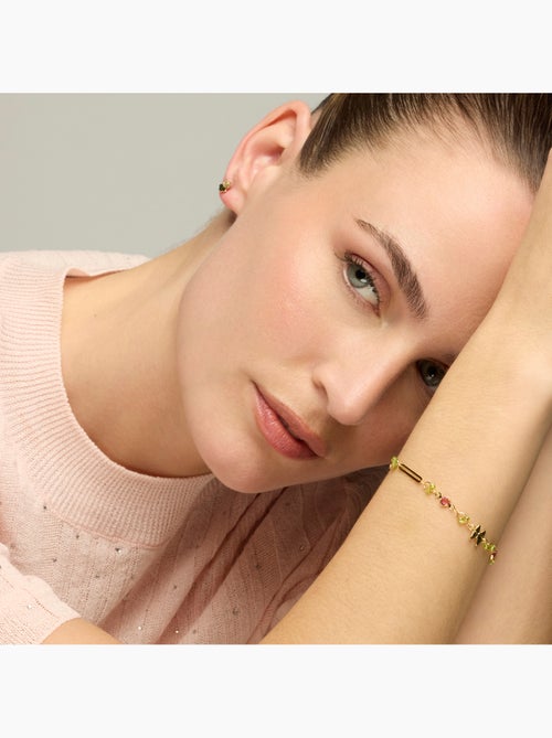 Bracelet Luxenter en argent sterling 925 et zircone rubis finition or jaune 18 carats - Pirox - Kiabi