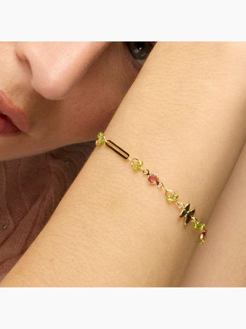 Bracelet Luxenter en argent sterling 925 et zircone rubis finition or jaune 18 carats - Pirox - Kiabi