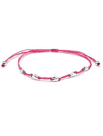 Bracelet Luxenter en coton rose avec finition en argent sterling 925 - Buawe
