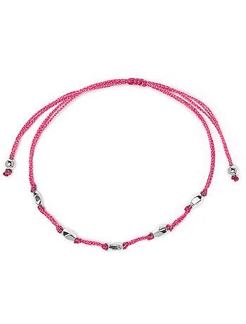 Bracelet Luxenter en coton rose avec finition en argent sterling 925 - Buawe