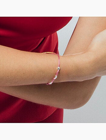 Bracelet Luxenter en coton rose avec finition en argent sterling 925 - Buawe