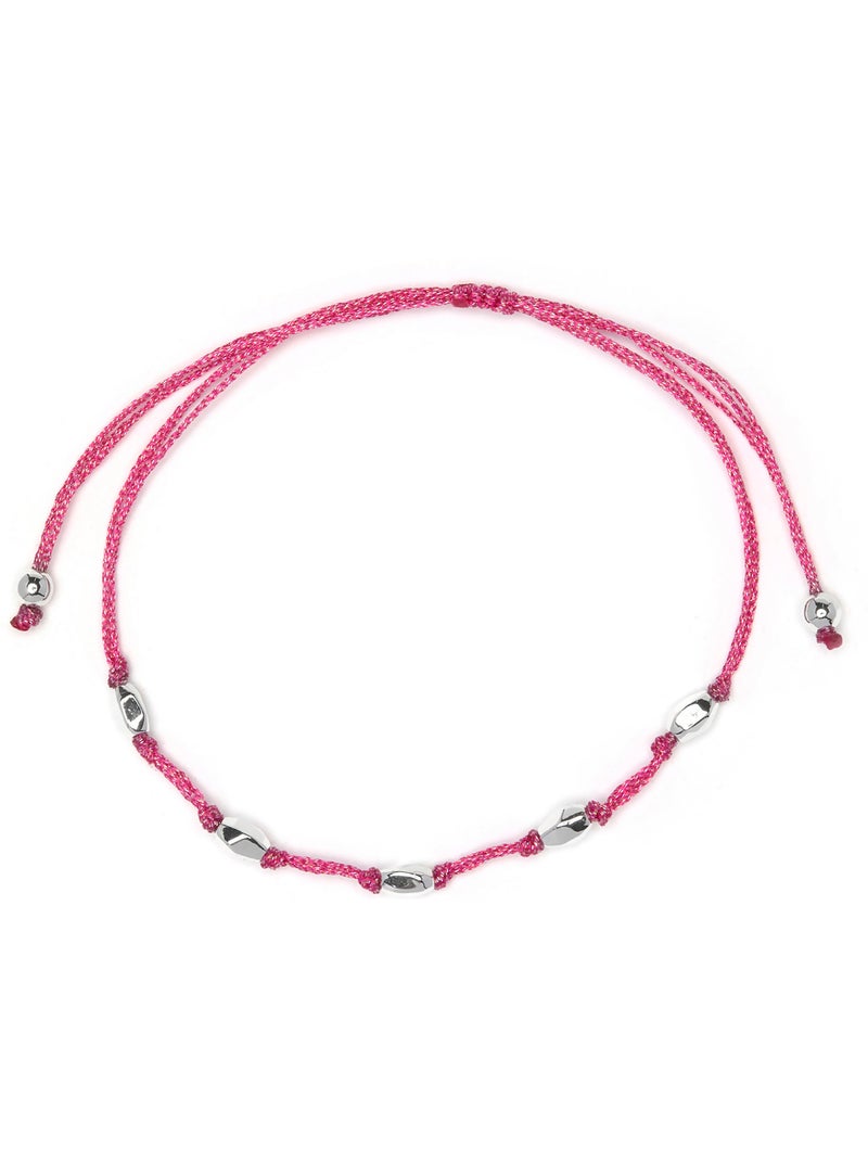Bracelet Luxenter en coton rose avec finition en argent sterling 925 - Buawe Rose - Kiabi