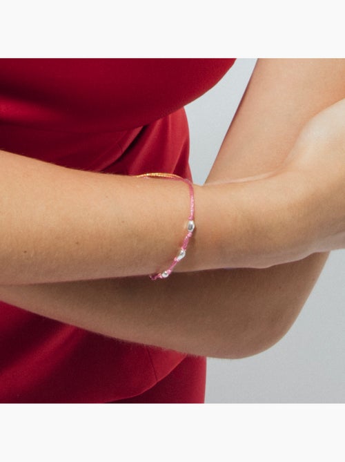 Bracelet Luxenter en coton rose avec finition en argent sterling 925 - Buawe - Kiabi