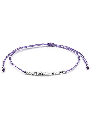 Bracelet Luxenter en coton violet, finition argent sterling 925 - Limley