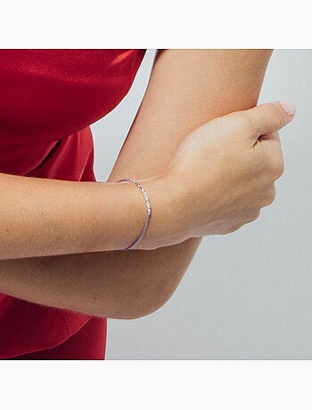 Bracelet Luxenter en coton violet, finition argent sterling 925 - Limley