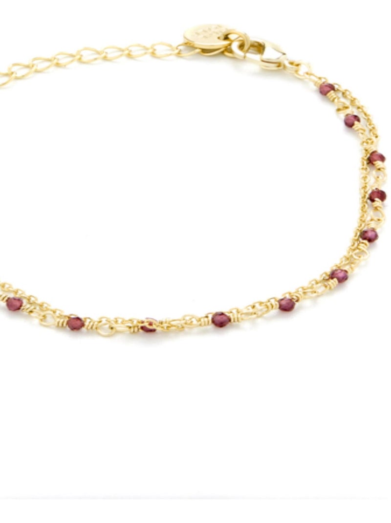 Bracelet Luxenter en cristal de grenat et or jaune 18 carats Rouge - Kiabi