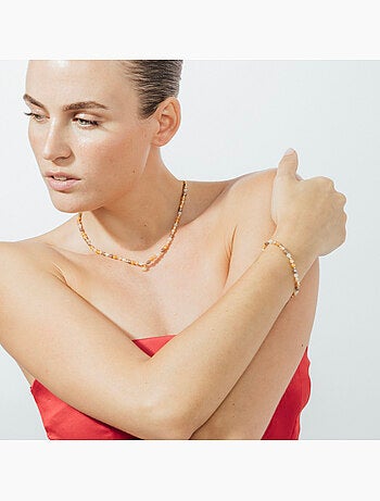 Bracelet Luxenter en cristal marron, finition or jaune 18k - Likdu