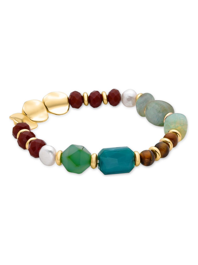 Bracelet Luxenter en cristal multicolore avec finition en or jaune 18 carats - Miyou Multicolore - Kiabi