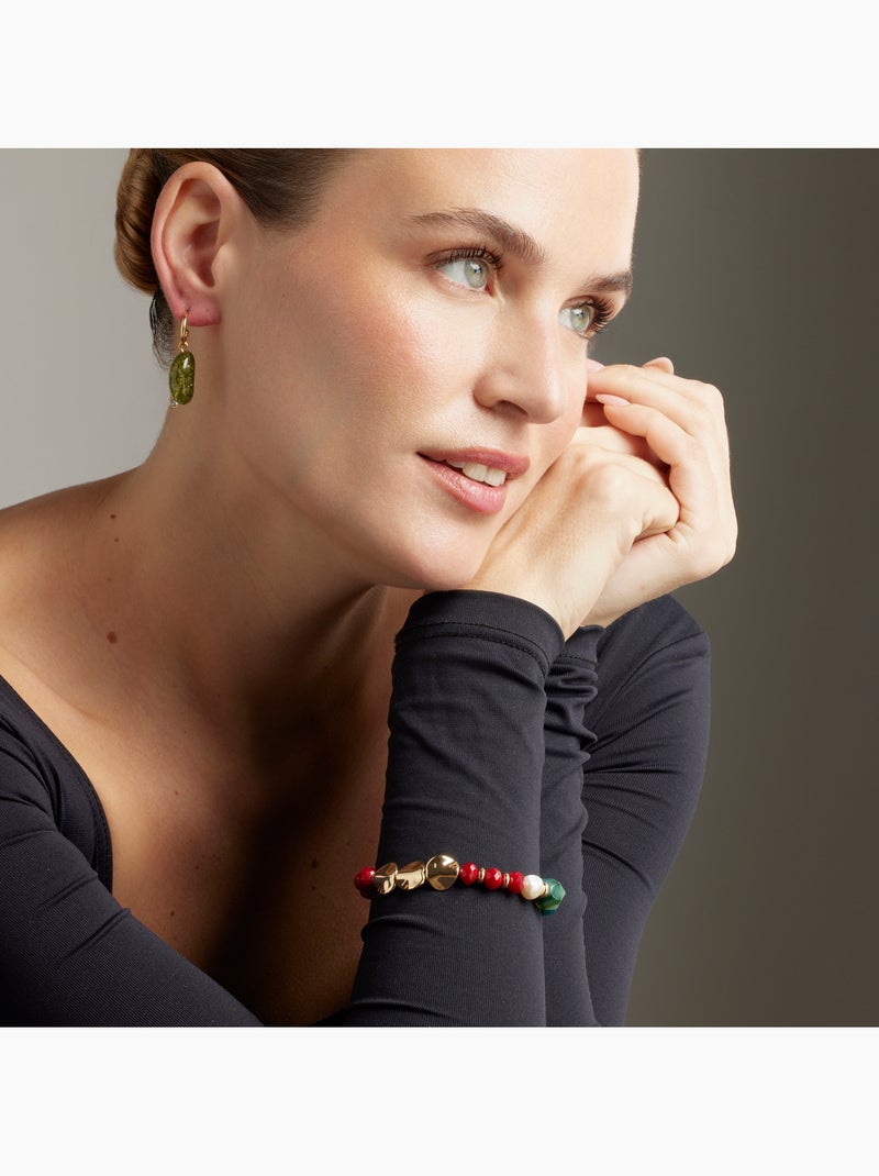 Bracelet Luxenter en cristal multicolore avec finition en or jaune 18 carats - Miyou Multicolore - Kiabi